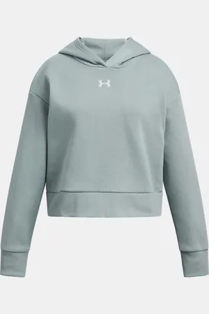 Under Armour Sudadera corta con capucha Rival Fleece para niña Silica / Blanco YLG (149 - 160 cm)