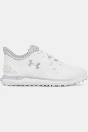 Under Armour Zapatillas de golf Drive Fade Spikeless para mujer / Distant Gris / Metalico Plata 42