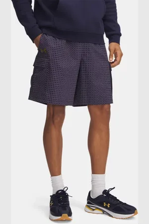 Under Armour Pantalón corto Holiday Vibe Cargo para hombre Midnight Marino / Morado Prime / Metalico Oro L