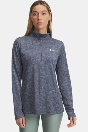 Under Armour Parte de arriba con media cremallera Tech™ Twist para mujer Downpour / Blanco L
