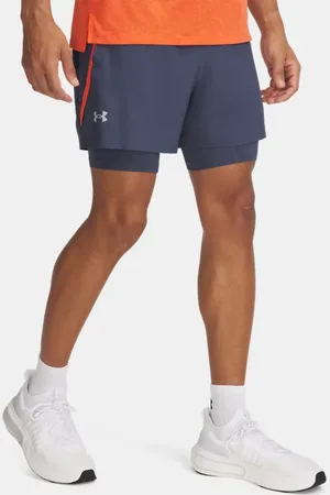 Under Armour Pantalón corto de 13 cm Launch para hombre Downpour / Fire / Reflectante L