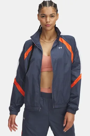 Under Armour Chaqueta deportiva Icon Crinkle para mujer Downpour / Blanco / Blanco L