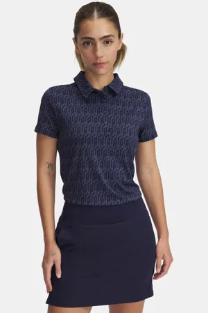 Under Armour Polo Playoff 3.0 Printed para mujer Midnight Marino / Downpour Gris / Halo Gris L