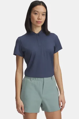 Under Armour Polo de manga corta Drive Chill para mujer Downpour / Midnight Marino Azul L