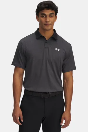 Under Armour Polo estampado Tee To Green para hombre / Halo Gris L
