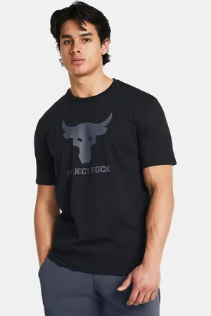 Under Armour Camiseta de manga corta estampada Project Rock Payoff para hombre / Downpour Gris L