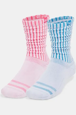 Under Armour Calcetines de algodón fruncidos Sportstyle unisex - Paquete de 2 Ether / Super Rosa / Ether L