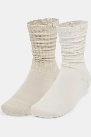 Under Armour Calcetines de algodón fruncidos Sportstyle unisex - Paquete de 2 Piedra / Khaki Base / Piedra L