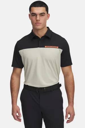 Under Armour Polo Tee To Green Color Block para hombre / Khaki Base / Fire L