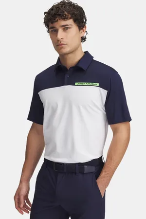 Under Armour Polo Tee To Green Color Block para hombre Midnight Marino / Blanco / Cyber Verde M