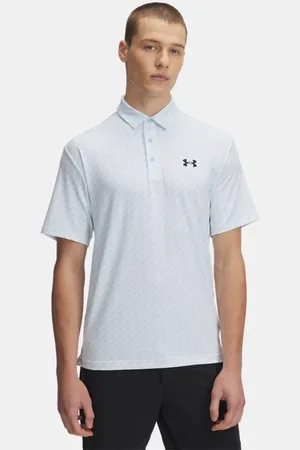 Under Armour Polo con estampado Playoff 3.0 para hombre Stream / Blanco / Negro 3XL