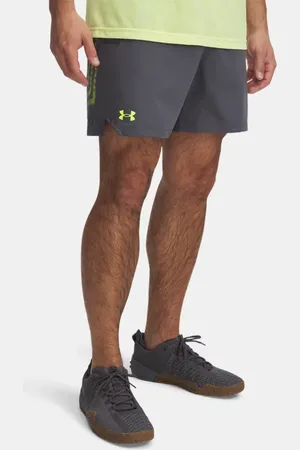 Under Armour Pantalón corto estampado de 15 cm Vanish Woven para hombre Castlerock / High Vis Amarillo L