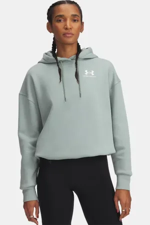 Under Armour Sudadera oversize con capucha Icon Fleece para mujer Silica / Blanco L