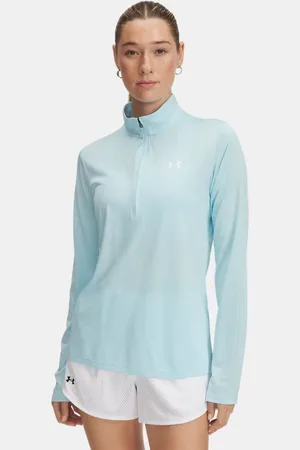 Under Armour Parte de arriba con media cremallera Tech™ Twist para mujer Stream / Blanco L