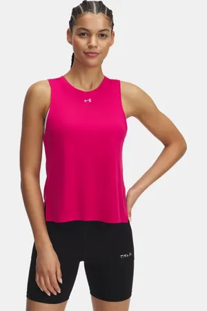 Under Armour Camiseta de tirantes Trail Run para mujer Shaded Fuchsia / Reflectante L