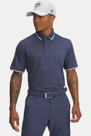 Under Armour Polo Playoff 3.0 Rib para hombre Downpour / Prime Rosa / Midnight Marino Azul L