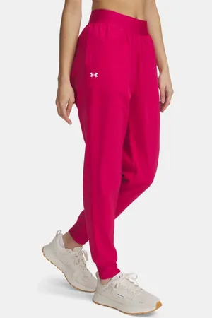 Under Armour Pantalón Rival High-Rise Woven para mujer Shaded Fuchsia / Blanco L