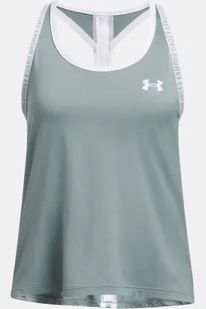 Under Armour Camiseta sin mangas Knockout para niña Silica / Blanco YLG (149 - 160 cm)