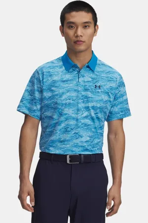 Under Armour Polo con estampado Drive Chill para hombre Ether / Stream / Midnight Marino L