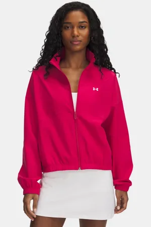 Under Armour Chaqueta Rival Woven para mujer Shaded Fuchsia / Blanco L