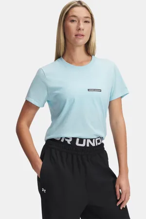 Under Armour Camiseta de manga corta Rival Outline para mujer Stream / Negro / Blanco L