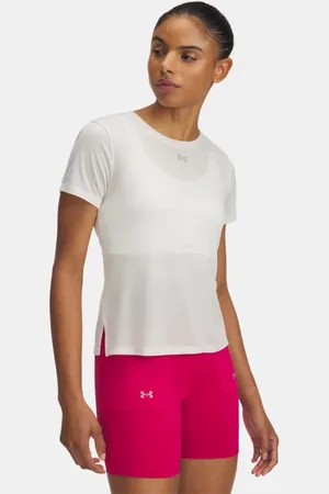 Under Armour Parte de arriba de manga corta Trail Run para mujer Piedra / Reflectante L
