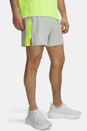 Under Armour Pantalón corto de 13 cm Launch Pro para hombre Hydro / High Vis Amarillo / Reflectante 3XL