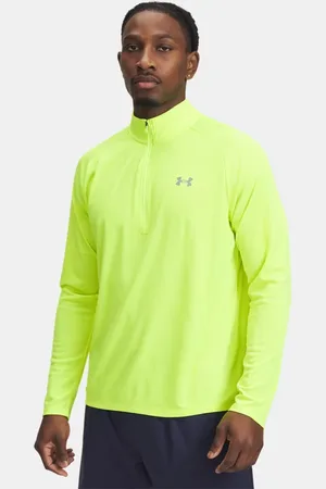 Under Armour Parte de arriba texturizada con media cremallera Tech™ para hombre High Vis / Silica Verde L