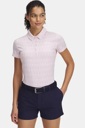 Under Armour Polo Playoff 3.0 Printed para mujer Prime / Blanco / Downpour Gris L
