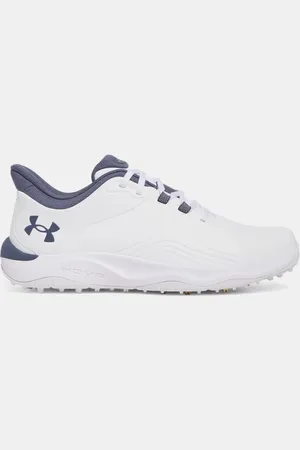 Under Armour Zapatillas de golf Drive Pro Spikeless Wide para hombre / Metalico Oro / Downpour Gris 44