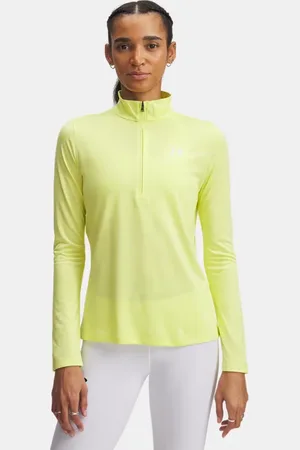 Under Armour Parte de arriba con media cremallera Tech™ Twist para mujer High Vis / Blanco L