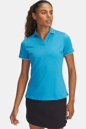 Under Armour Polo de manga corta Drive Rib para mujer Ether / Midnight Marino / Midnight Marino L