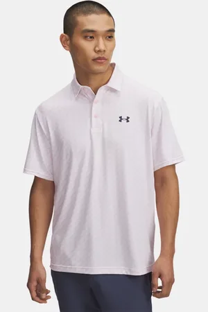 Under Armour Polo con estampado Playoff 3.0 para hombre / Prime Rosa / Downpour Gris L