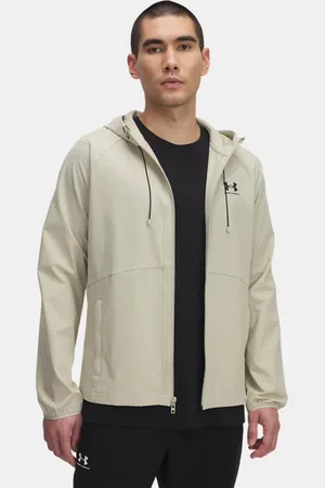 Under Armour Chaqueta cortavientos Stretch Woven para hombre Khaki Base / Negro 3XL