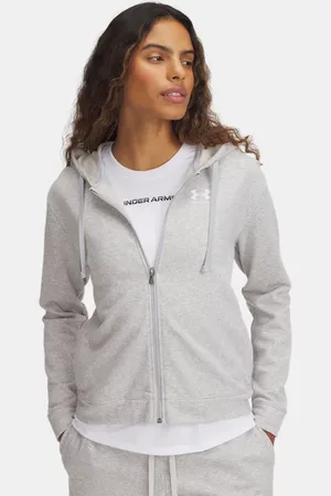 Under Armour Sudadera con cremallera completa Rival Terry para mujer Mod / Blanco L