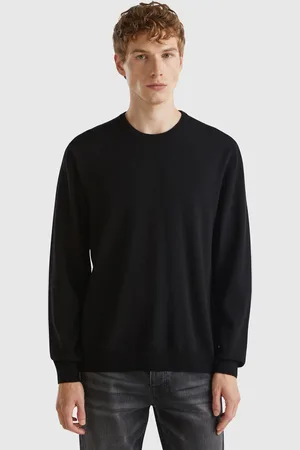 Benetton Jersey Negro De Pura Lana Merina