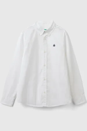 Benetton Camisa Blanca De Botones