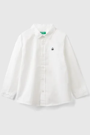 Benetton Camisa Blanca De Algodón Puro