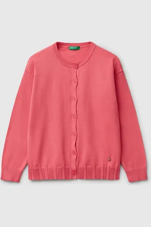 Benetton Chaqueta De Punto De Algodón Puro Con Cuello Redondo