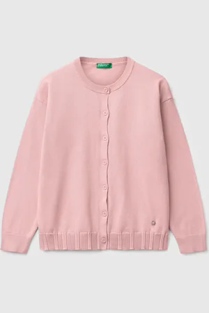 Benetton Chaqueta De Punto De Algodón Puro Con Cuello Redondo