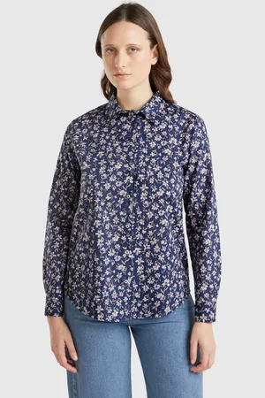 Benetton Camisa Azul De Flores
