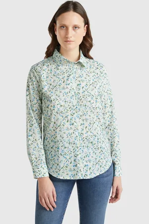 Benetton Camisa Blanca De Flores