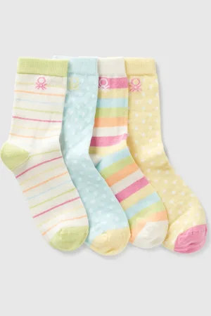 Benetton Cuatro Pares De Calcetines Estampados.
