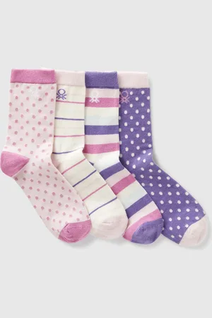 Benetton Cuatro Pares De Calcetines Estampados.