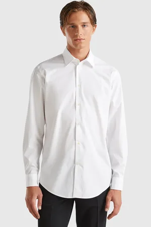 Benetton Camisa Blanca De Algodón .