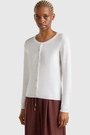 Benetton Cárdigan Blanco De 100 % Algodón