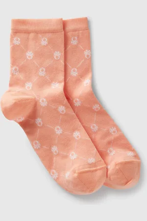 Benetton Calcetines Rosas Con Logos