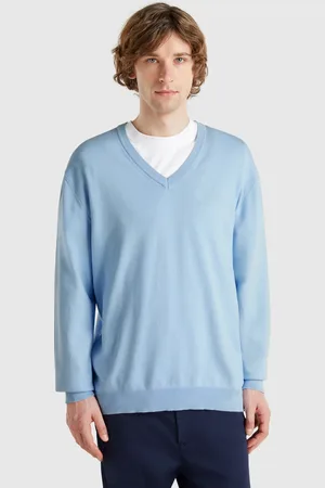 Benetton Jersey De Puro Algodón Con Cuello De Pico