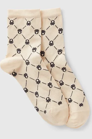Benetton Calcetines Color Crema Con Logos