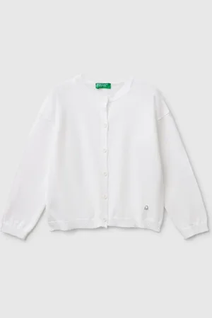 Benetton Chaqueta De Punto De Algodón Puro Con Cuello Redondo